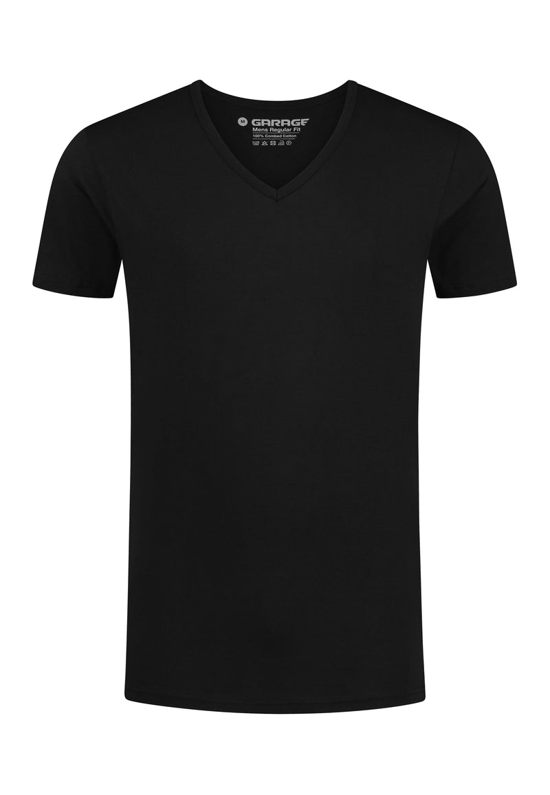 REGULAR FIT 2-pack T-shirt V-hals - Zwart