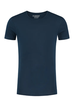 BODYFIT T-shirt diepe O-hals - Navy                                