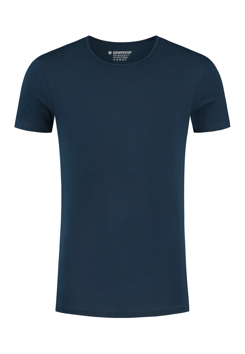 BODYFIT T-shirt diepe O-hals - Navy                                