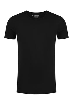 BODYFIT T-shirt diepe O-hals - Zwart                                