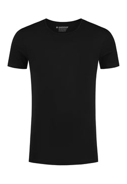 BODYFIT T-shirt diepe O-hals - Zwart                                