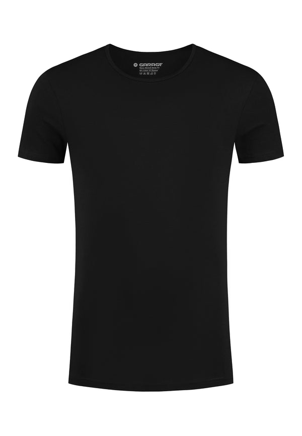 BODYFIT T-shirt diepe O-hals - Zwart                                