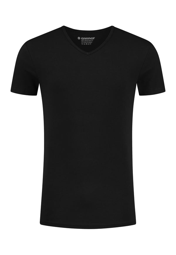 BODYFIT T-shirt V-hals - Zwart