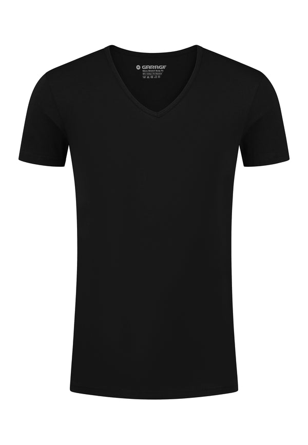 BODYFIT T-shirt diepe V-hals - Zwart                                