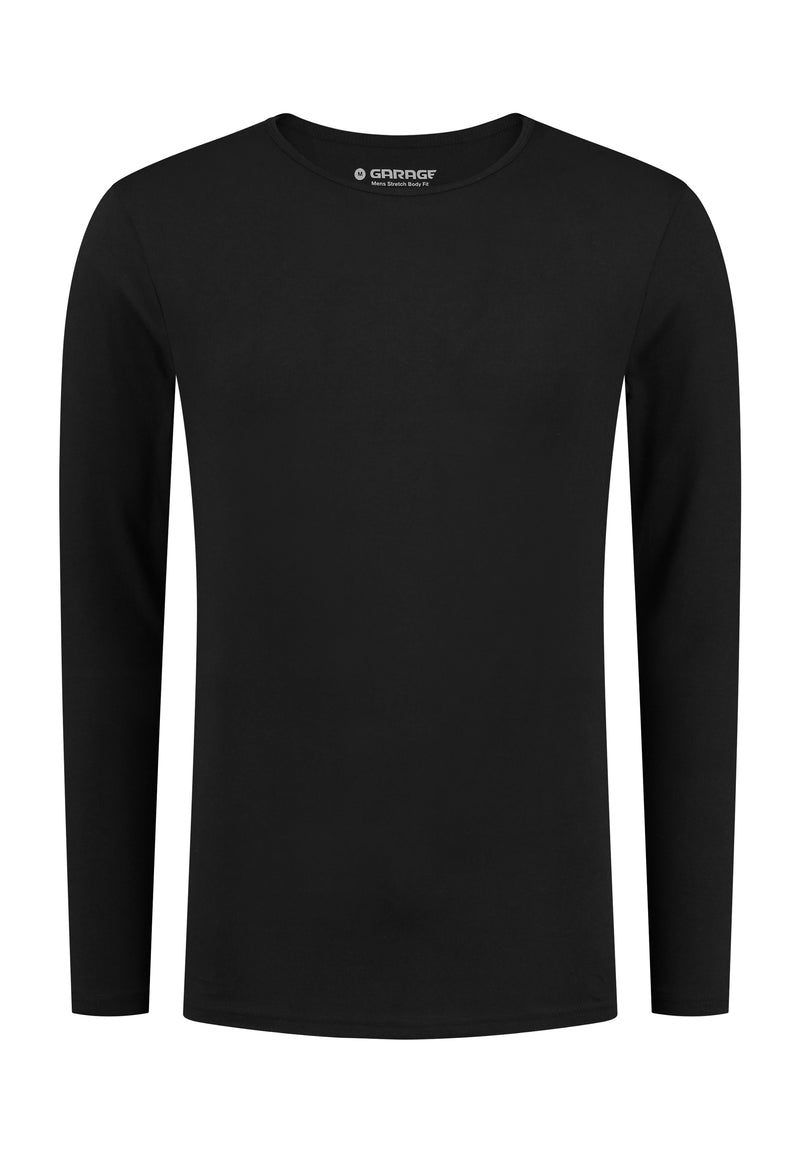 BODYFIT T-shirt O-hals Longsleeve - Zwart