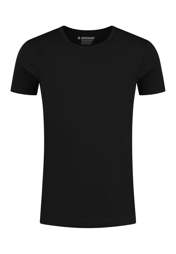 SEMI BODYFIT T-shirt O-hals - Zwart                                