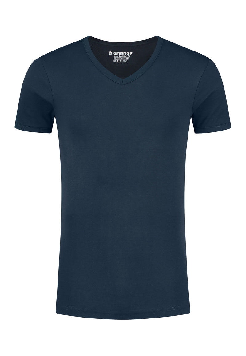 SEMI BODYFIT T-shirt V-hals - Navy                                