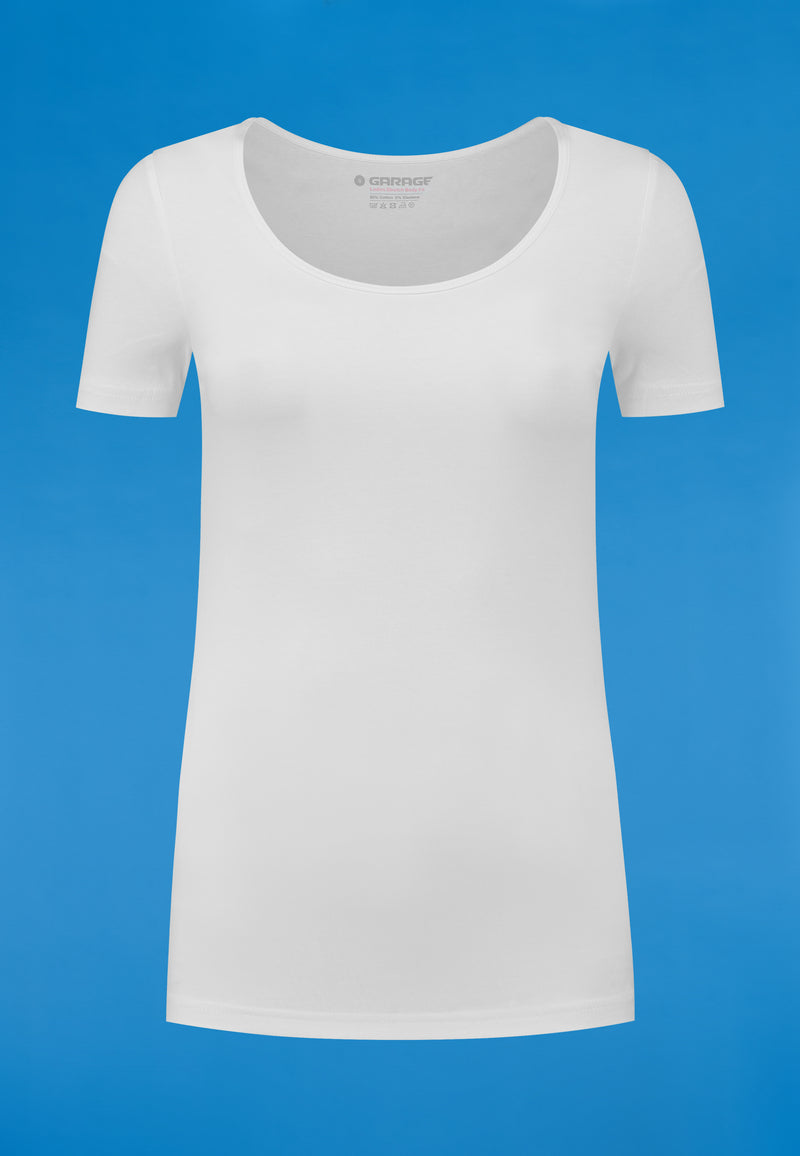 Dames BODYFIT T-shirt O-hals Wit Garage voor vrouwen Basics