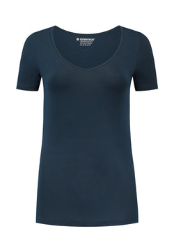 Dames BODYFIT T-shirt V-hals - Navy