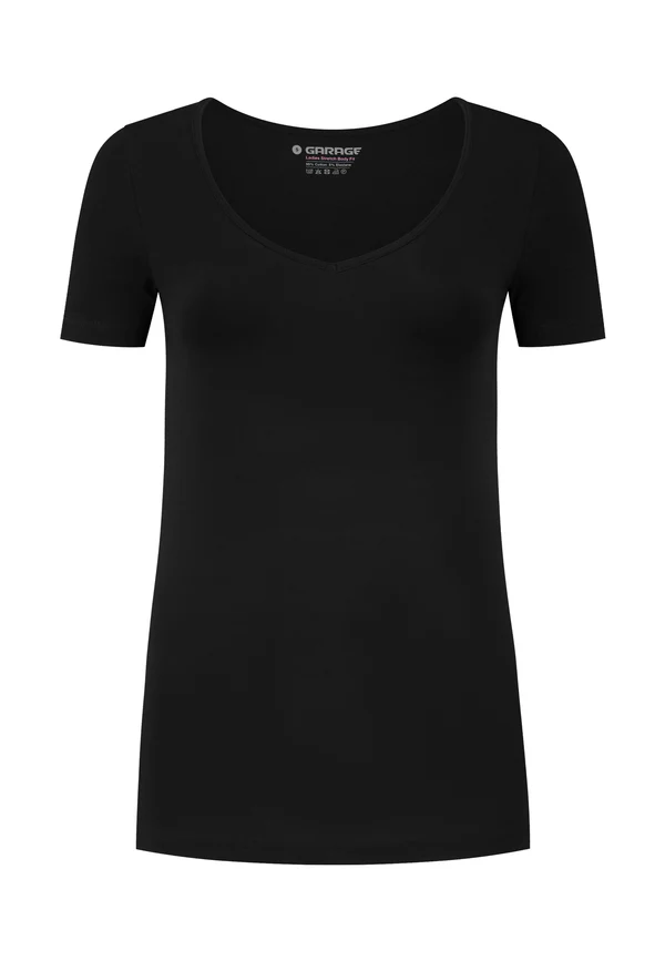 Dames BODYFIT T-shirt V-hals - Zwart