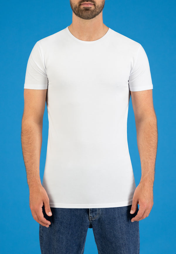 Bio-katoen Bodyfit 2-pack T-shirt O-hals - Wit