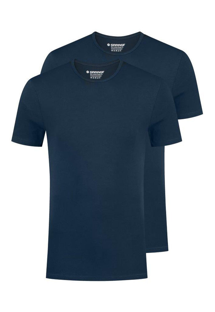Bio-cotton Bodyfit 2-pack T-shirt O-neck - Navy – Garage Basics