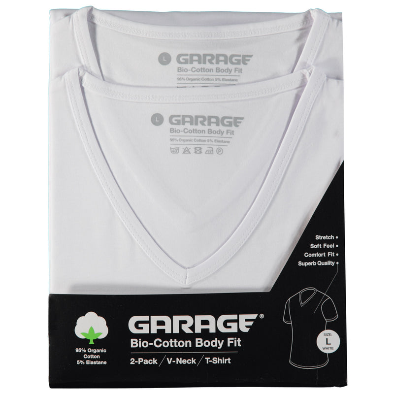 Bio-cotton Bodyfit 2-pack T-shirt V-neck - White