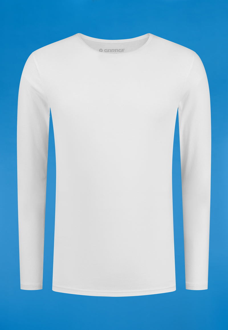 BODYFIT T-shirt O-neck Longsleeve - White