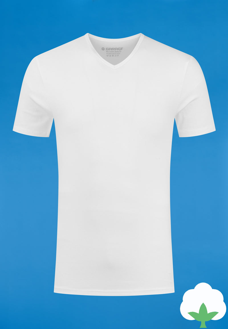 Bio-cotton Bodyfit 2-pack T-shirt V-neck - White