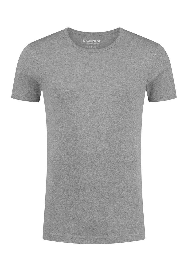 SEMI BODYFIT T-shirt O-neck - Grey Melange