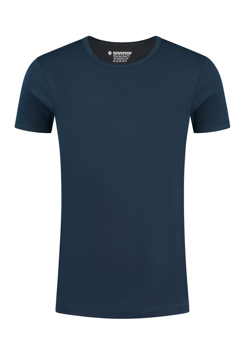 SEMI BODYFIT T-shirt O-neck - Navy