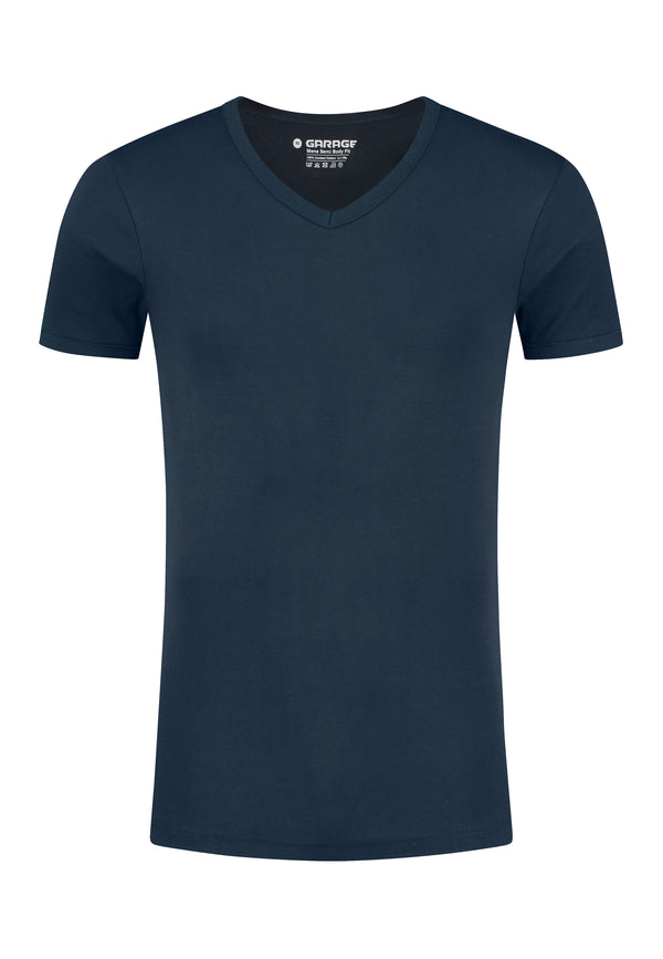 SEMI BODYFIT T-shirt V-neck - Navy