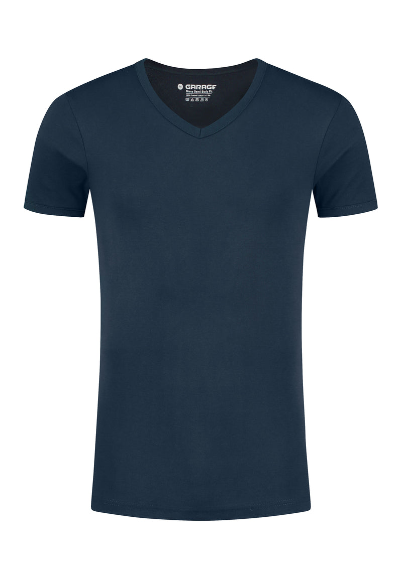 SEMI BODYFIT T-shirt V-neck - Navy