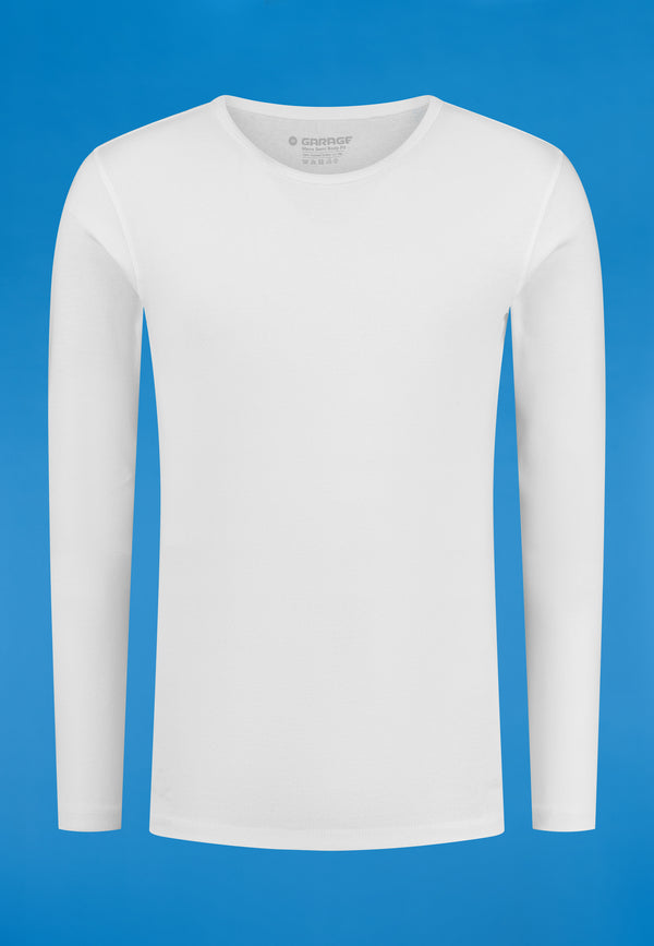 SEMI BODYFIT T-shirt O-Neck Longsleeve - White