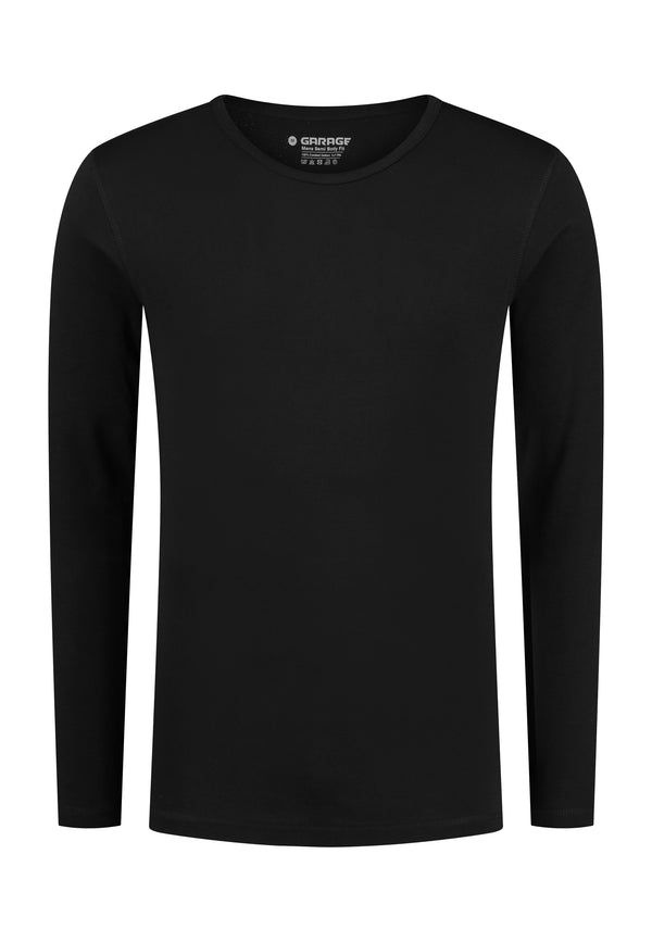 SEMI BODYFIT T-shirt O-Neck Longsleeve - Black