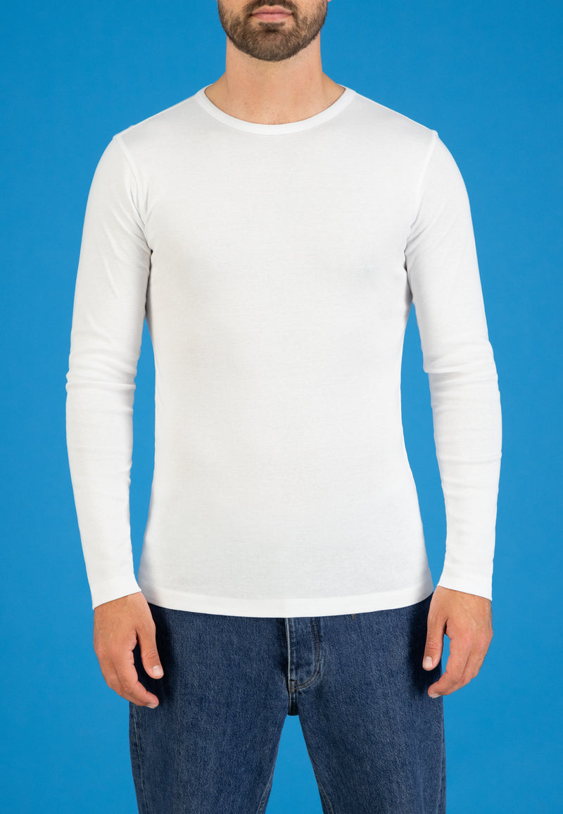 SEMI BODYFIT T-shirt O-Neck Longsleeve - White