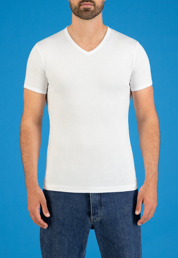 SEMI BODYFIT T-shirt V-neck - White