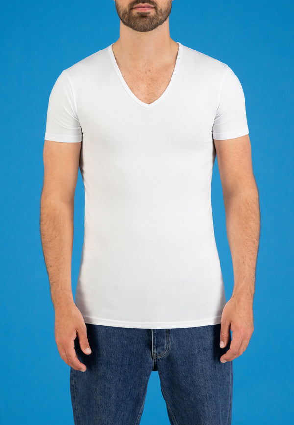 BODYFIT T-shirt deep V-neck - White